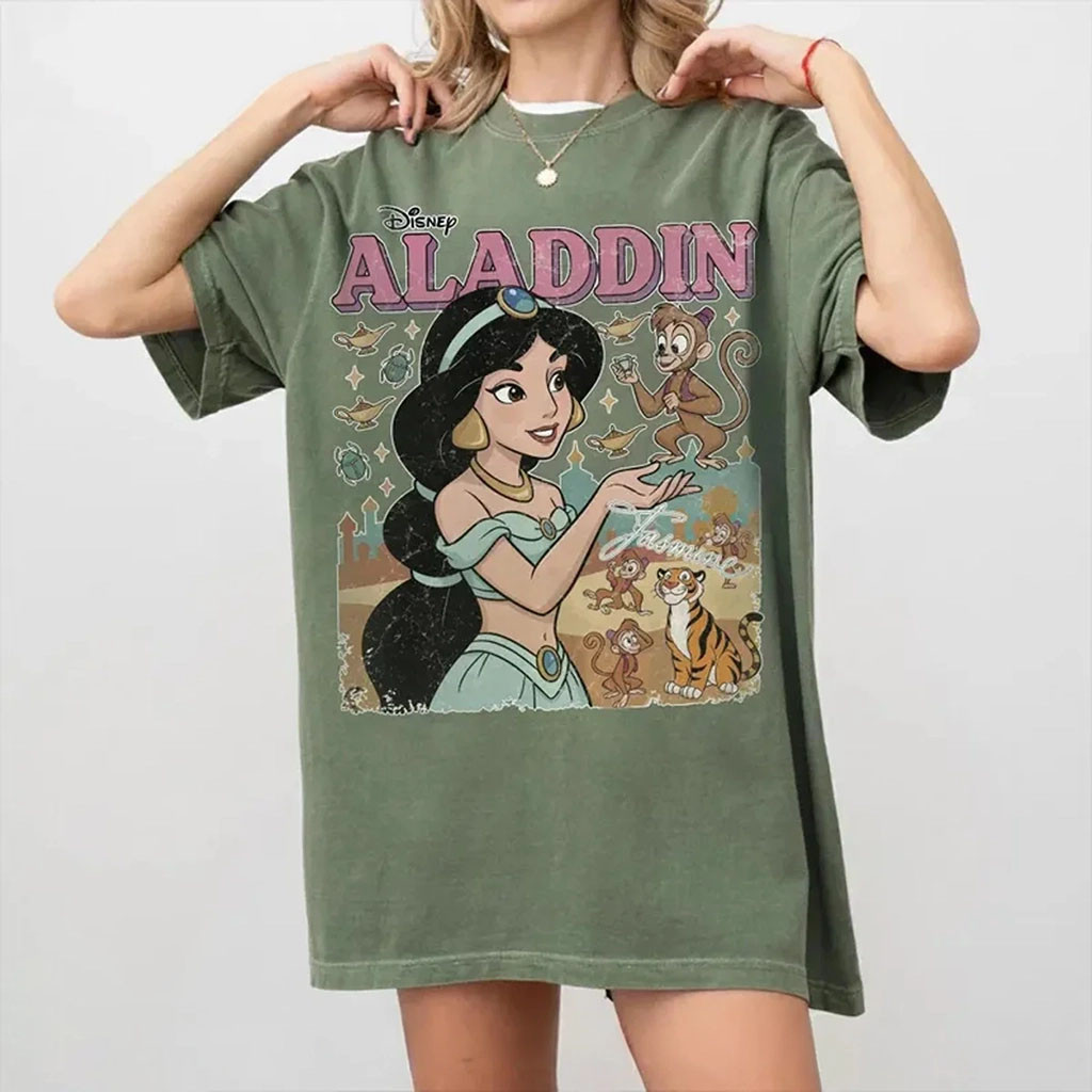 D Princess Jasmine T-Shirt Aladdin Abu Rajah Graphic Tee D World Vacation Trip Clothing - Kdjoy