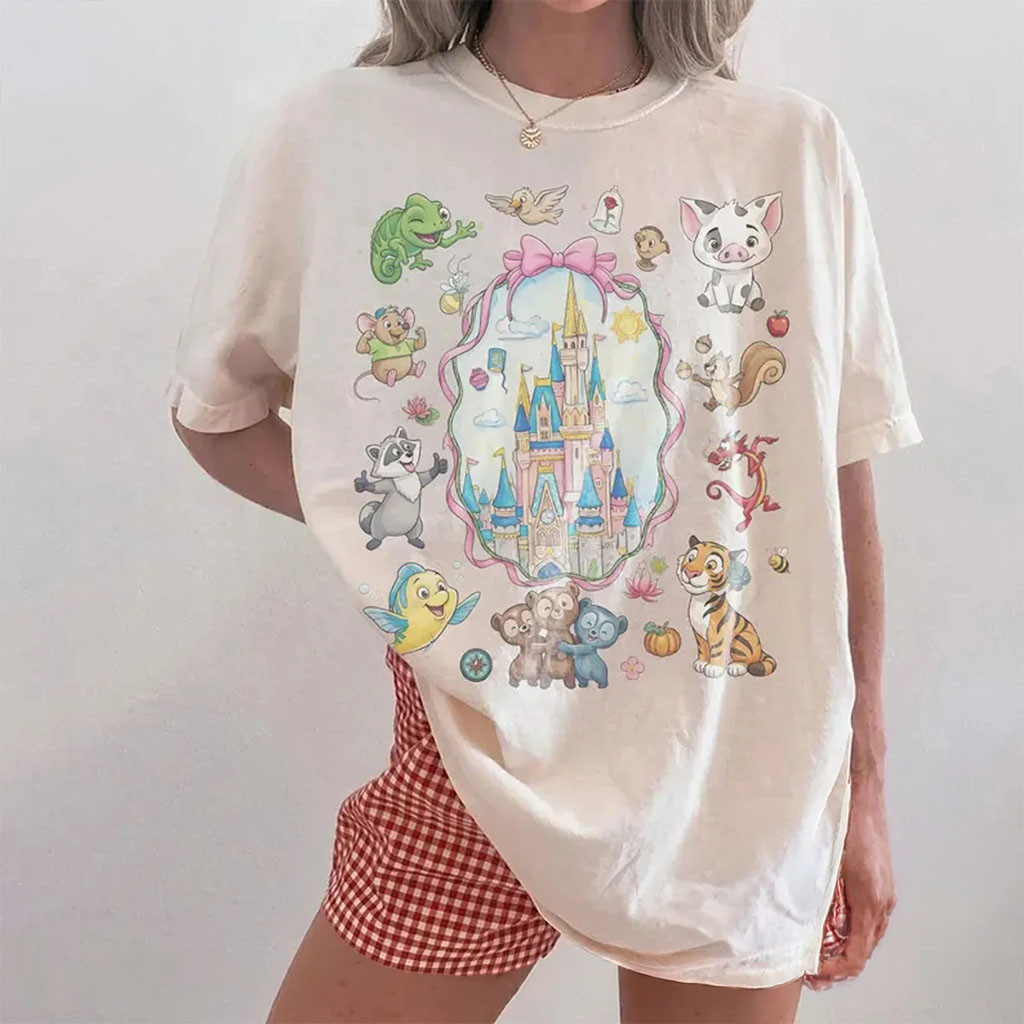 D Princess Sidekicks Shirt Magic Castle Coquette Bow Tee Magic Kingdom Cute Gift For Her - Kdjoy