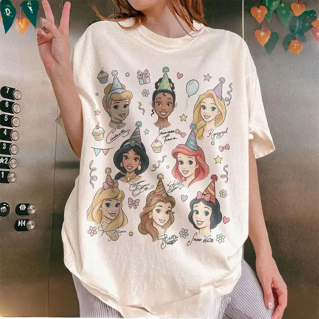 D Princess Signature Birthday Shirt Belle Ariel Snow White Princess T-Shirt Birthday Presents - Kdjoy