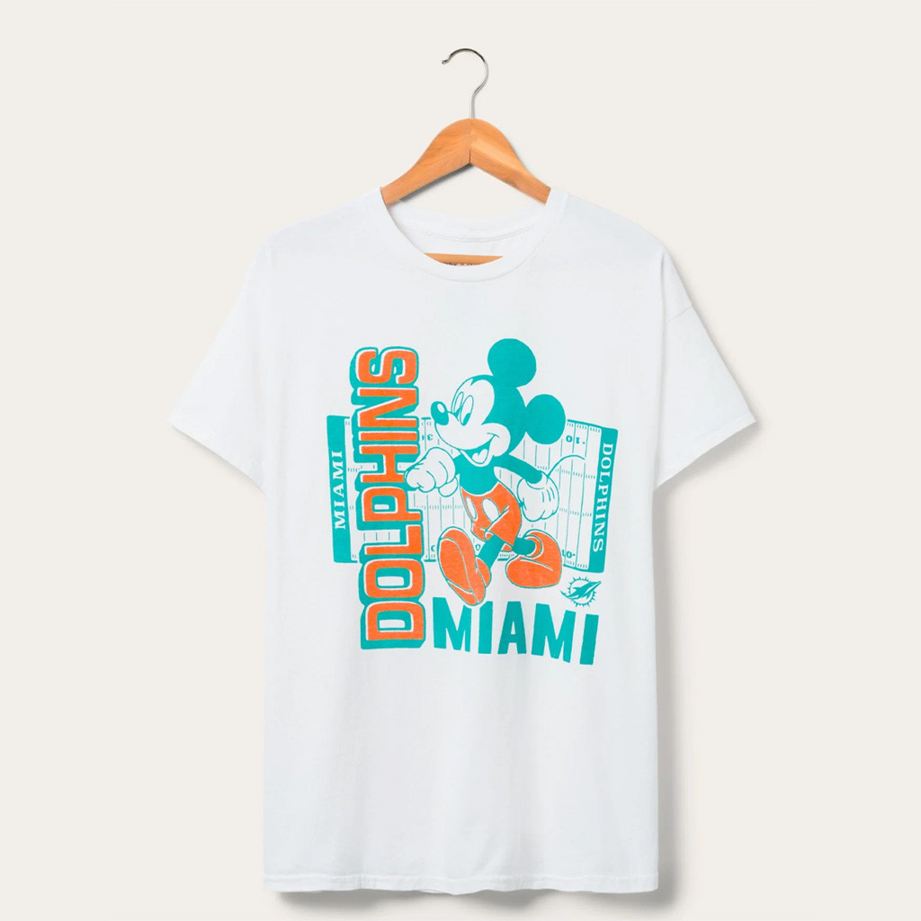 D X Junk Food Football Collection Merch 2026 Miami Dolphins Mickey Field T-Shirt Fan Merch - Kdjoy