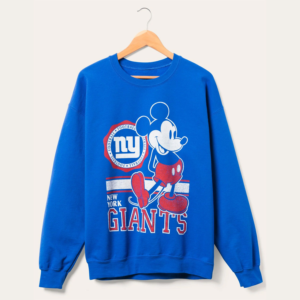 D X Junk Food Football Collection Merch 2026 New York Giants Mickey Sweatshirt NY Giants Merch - Kdjoy