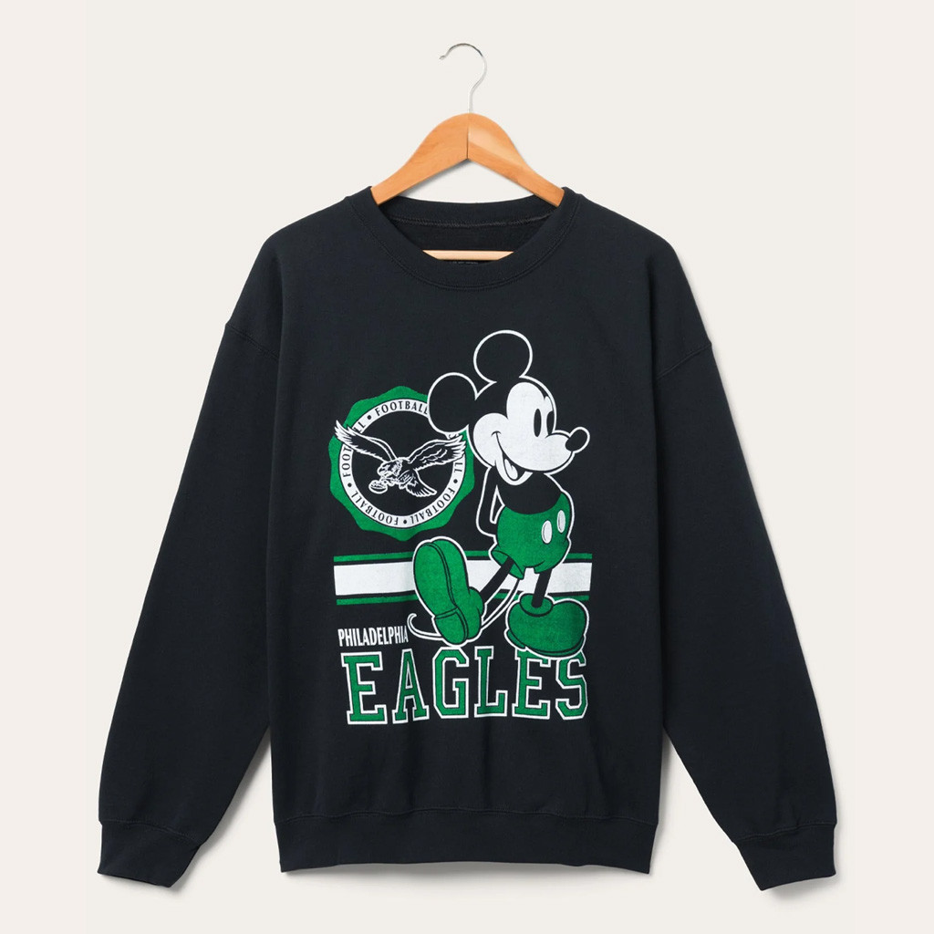 D X Junk Food Football Collection Merch 2026 Philadelphia Eagles Mickey Sweatshirt Fan Apparel - Kdjoy