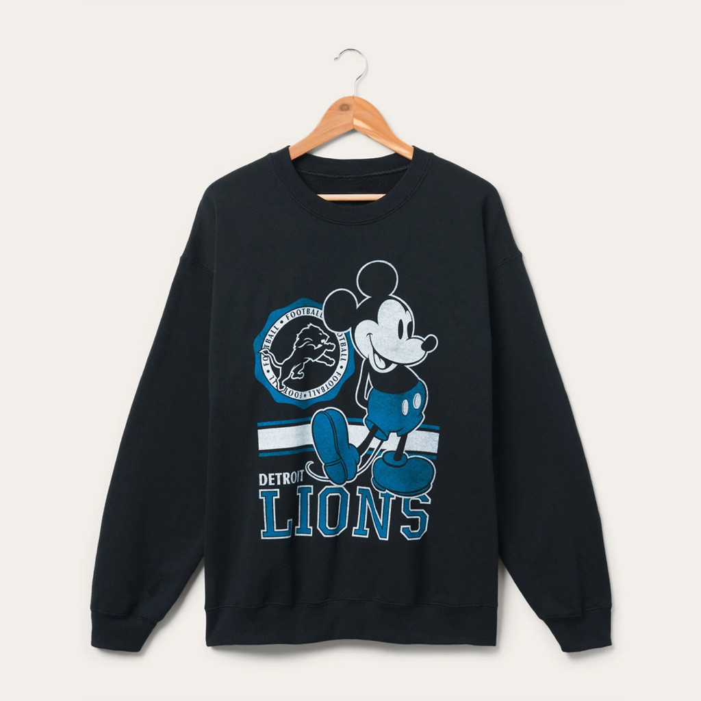 D X Junk Food Football Collection Merch Detroit Lions Mickey Sweatshirt Detroit Lions Merch - Kdjoy