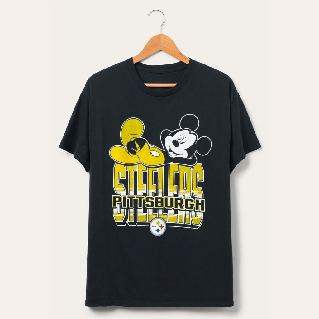 D X Junk Food Football Collection Merch Pittsburgh Steelers Mickey Kick Back T-Shirt Fan Merch - Kdjoy D X Junk Food Football Collection Merch Pittsburgh Steelers Mickey Kick Back T-Shirt Fan Merch - Kdjoy