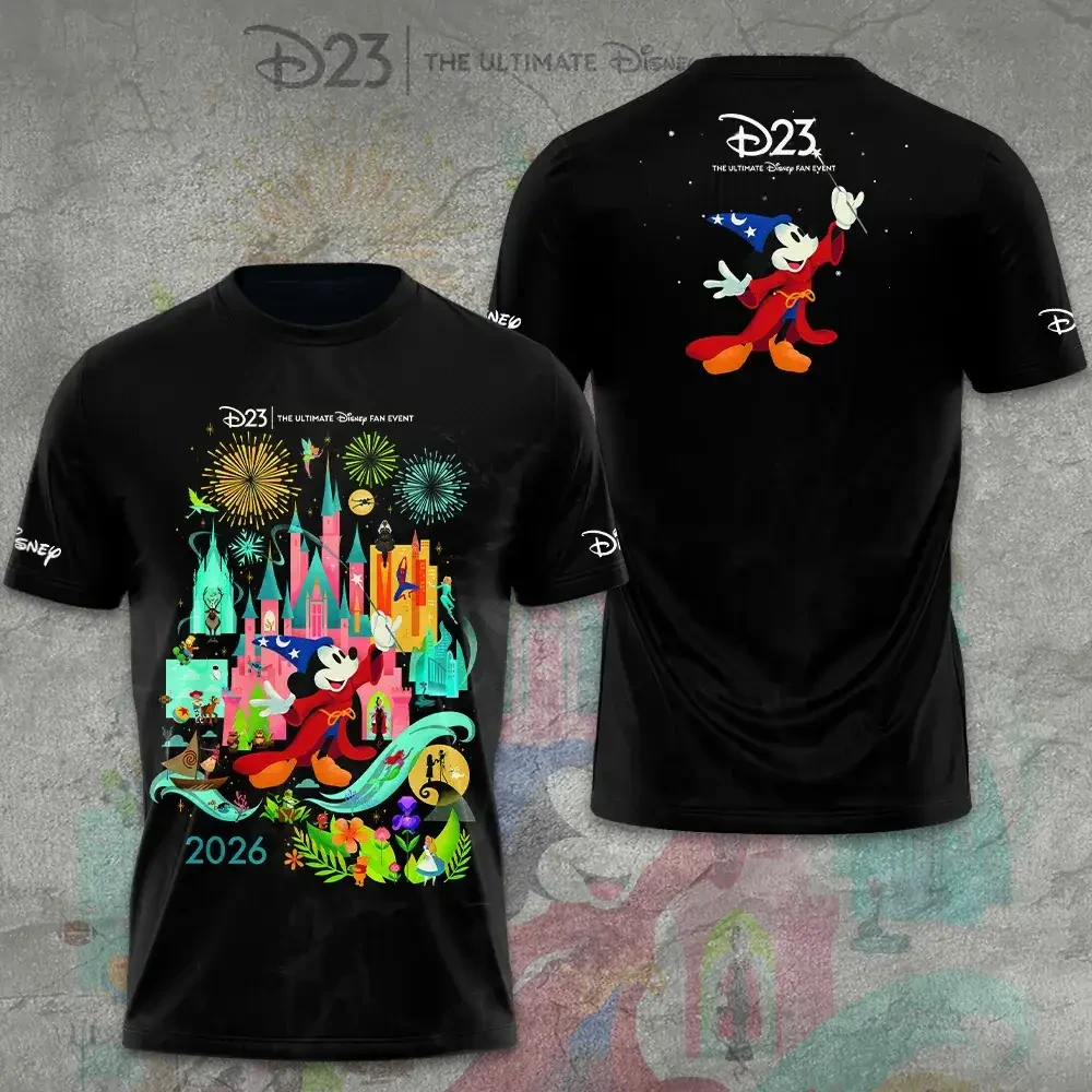 D23 Event 2026 Sorcerer Mouse Castle Fireworks Graphic T-Shirt D23 Merch Fans Gifts - Kdjoy