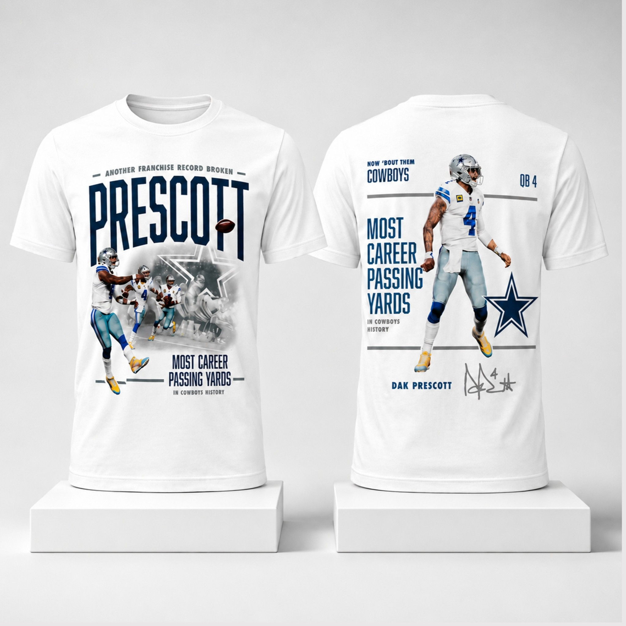 Dak Prescott Another Franchise Record Broken Most Career Passing Yards Cowboys 2026 Shirt White - Kdjoy Dak Prescott Another Franchise Record Broken Most Career Passing Yards Cowboys 2026 Shirt White - Kdjoy