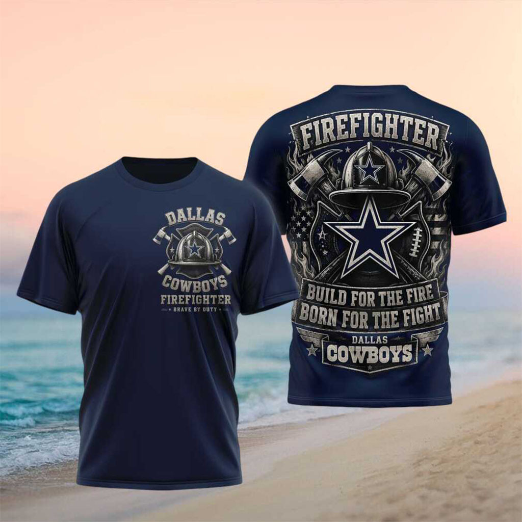 Dallas Cowboys Firefighter Brave By Duty Football Shirt Dallas Cowboys Merch Fire Dept Gifts - Kdjoy