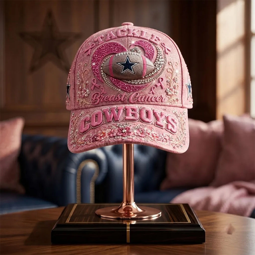 Dallas Cowboys Merch X Breast Cancer Awareness Pink Hat Breast Cancer Support Cap Gifts For Mom - Kdjoy