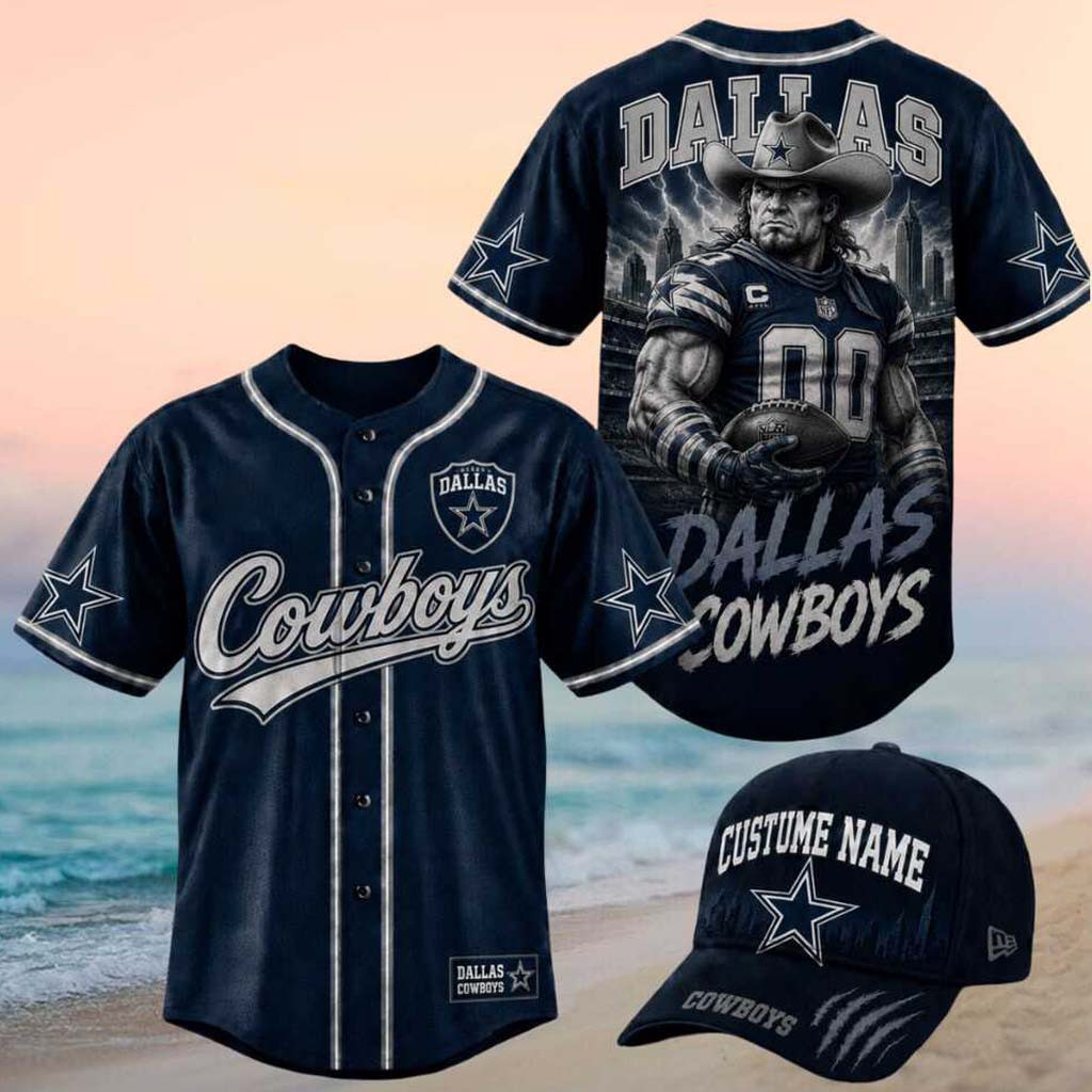 Dallas Cowboys Muscular Cowboy Texas Football Theme Baseball Jersey Cowboys Merch Gifts For Fans