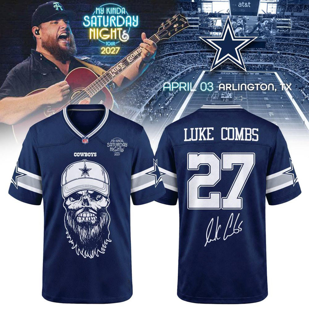 Dallas Cowboys X Luke Combs My Kinda Saturday Night Tour 2027 Jersey Luke Combs Merch Signed - Kdjoy