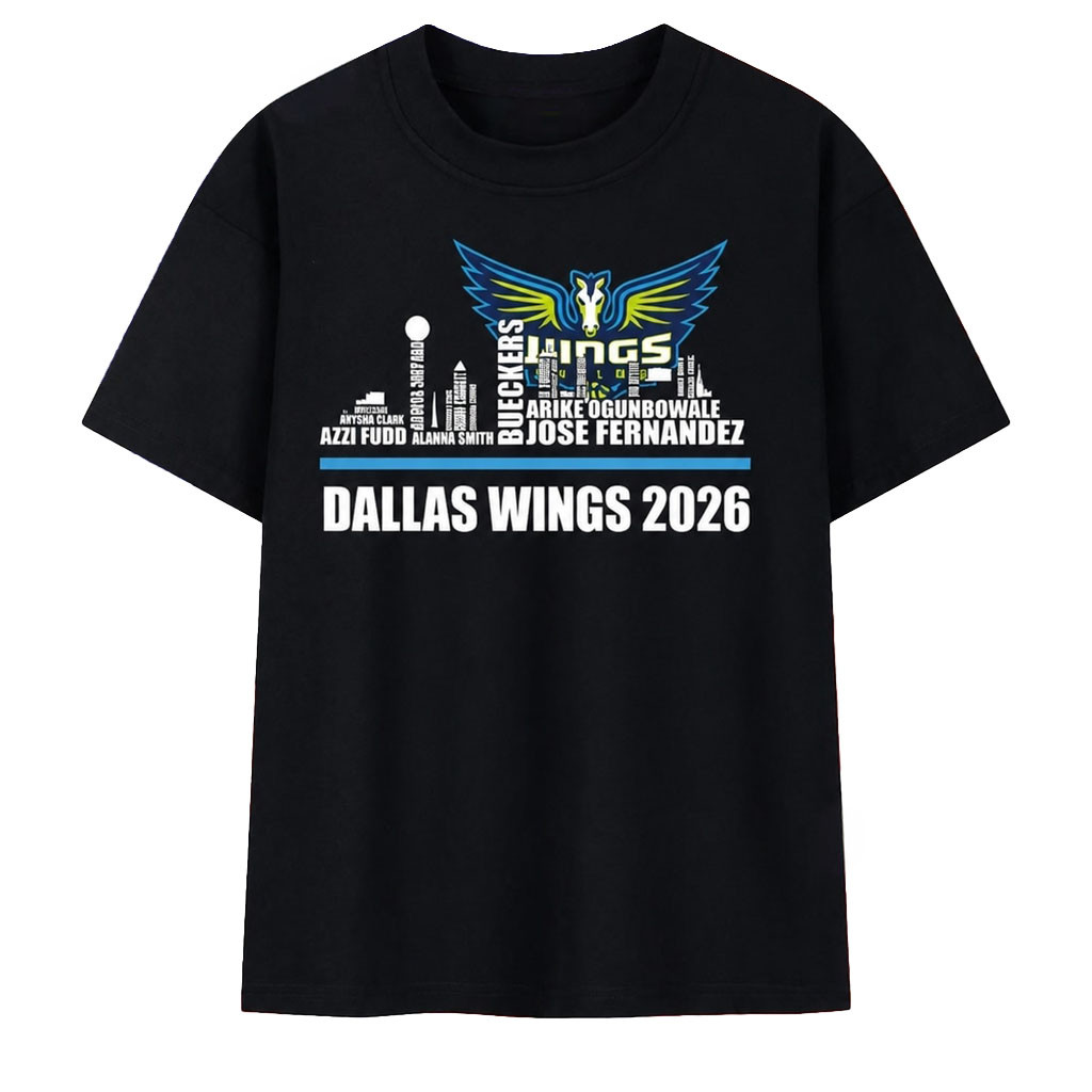 Dallas Wings 2026 Skyline Roster Word Art Basketball T-Shirt Dallas Wings Merch Fan Gifts - Kdjoy Dallas Wings 2026 Skyline Roster Word Art Basketball T-Shirt Dallas Wings Merch Fan Gifts - Kdjoy