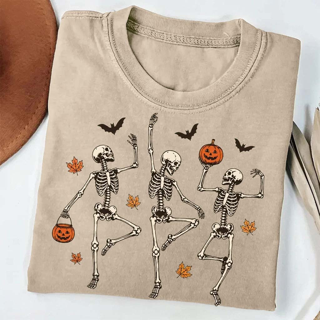 Dancing Skeleton Halloween Shirt Spooky Season Vintage Tee Funny Halloween Gift Ideas