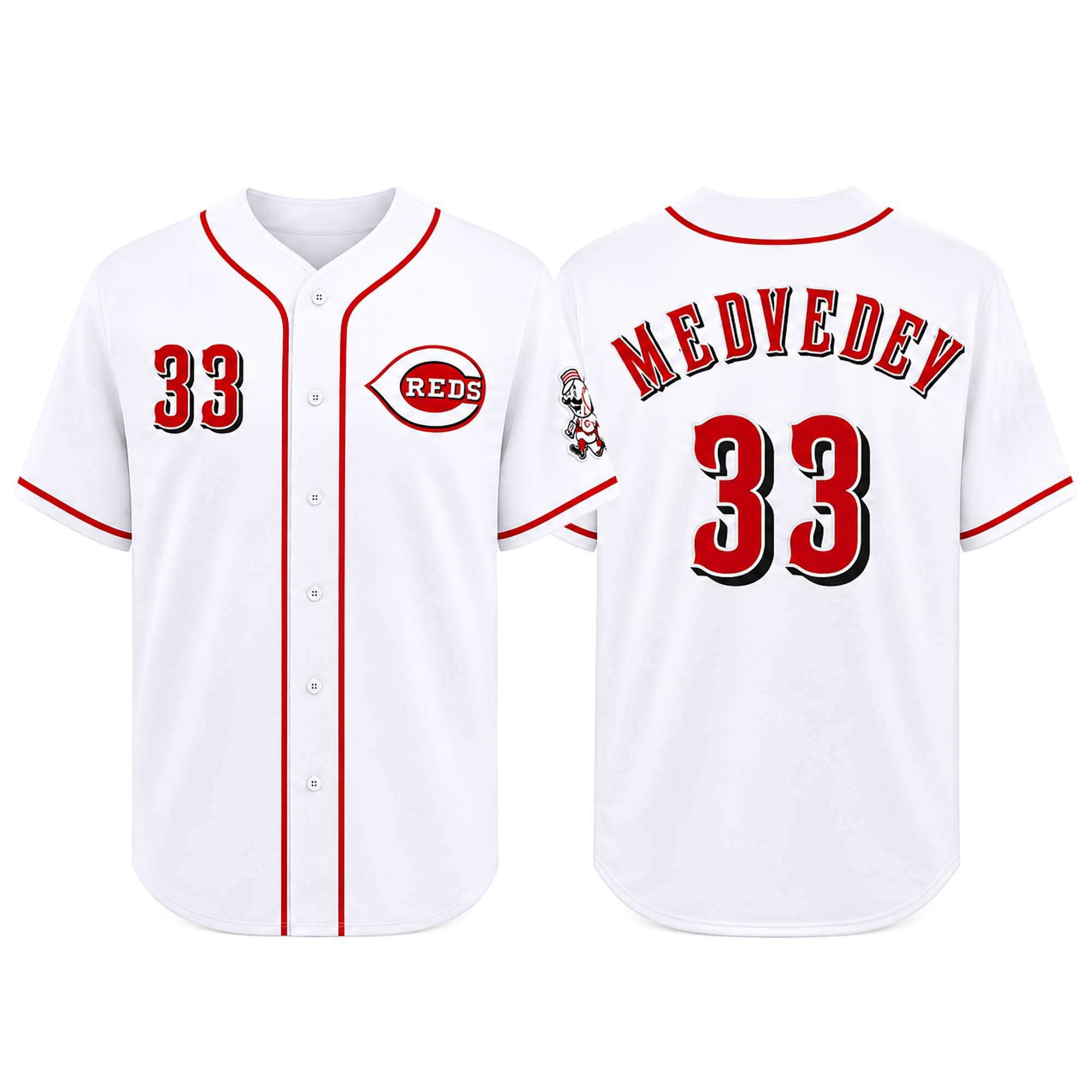 Daniil Medvedev Reds Number 33 Jersey Cincinnati Reds Merch Gifts For Baseball Fans - Kdjoy
