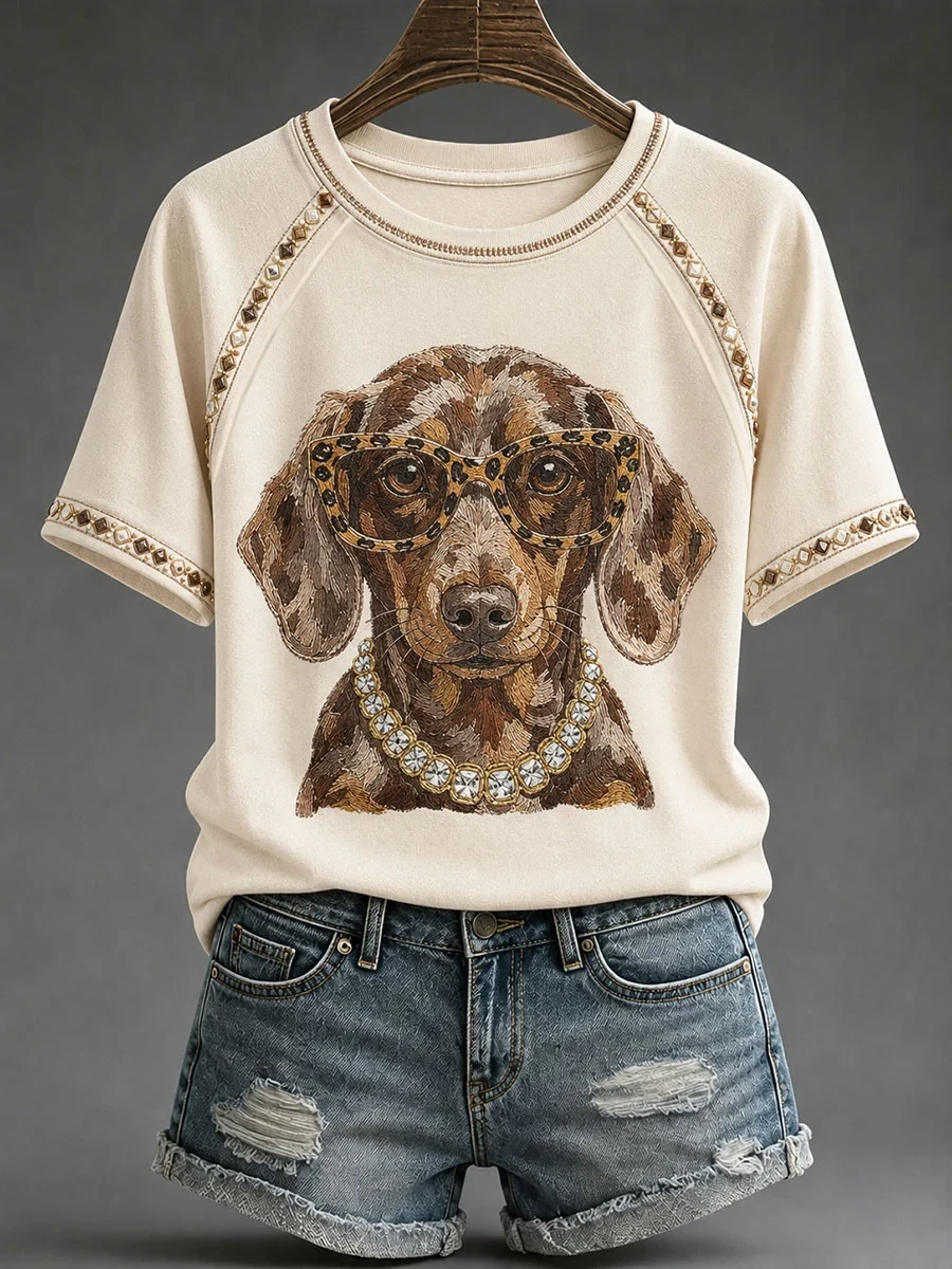 Dapple Dachshund Shirt Leopard Glasses Wiener Dog T-Shirt Pet Lover Gift For Women - Kdjoy