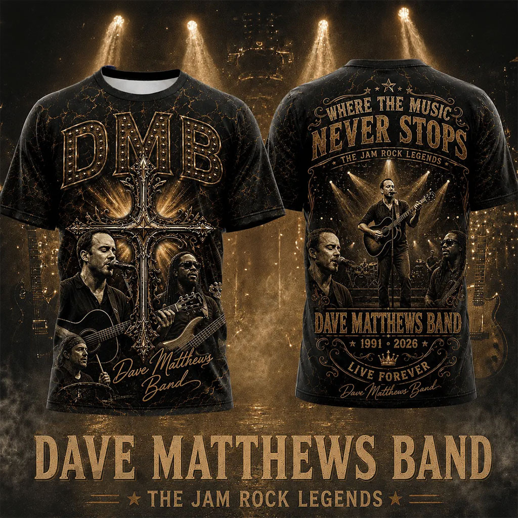 Dave Matthews Band 1991-2026 Where The Music Never Stop T-Shirt DMB Merch Gift for Music Fans - Kdjoy