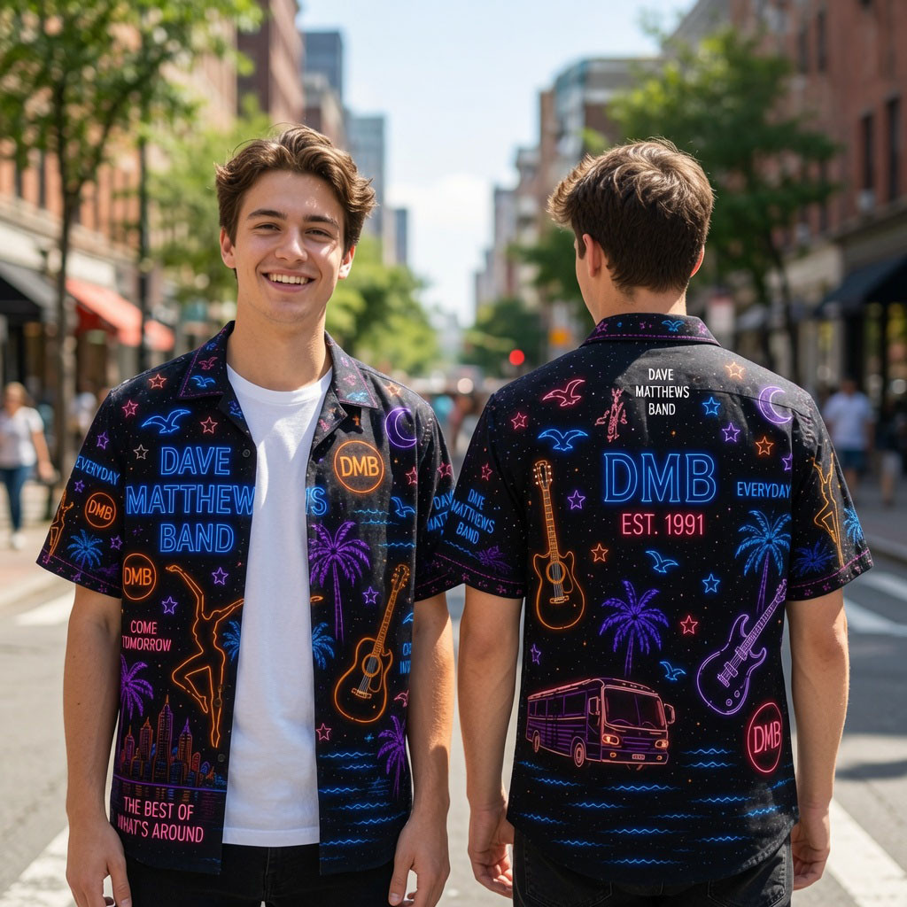 Dave Matthews Band Neon Hawaiian Shirt DMB Merch Best Gifts For Music Lovers - Kdjoy