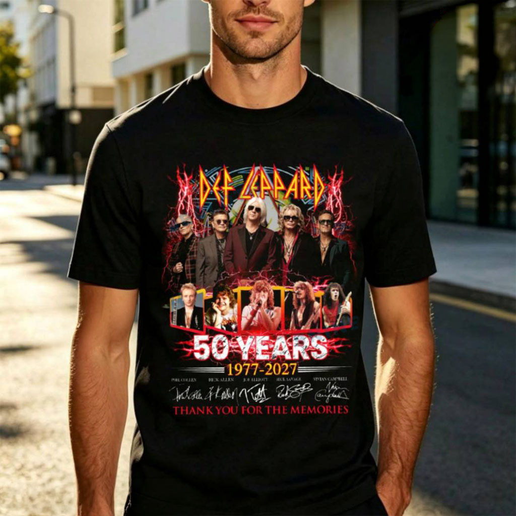 Def Leppard 50 Years 1977-2027 Signatures T-Shirt Thank You For The Memories Def Leppard Merch - Kdjoy