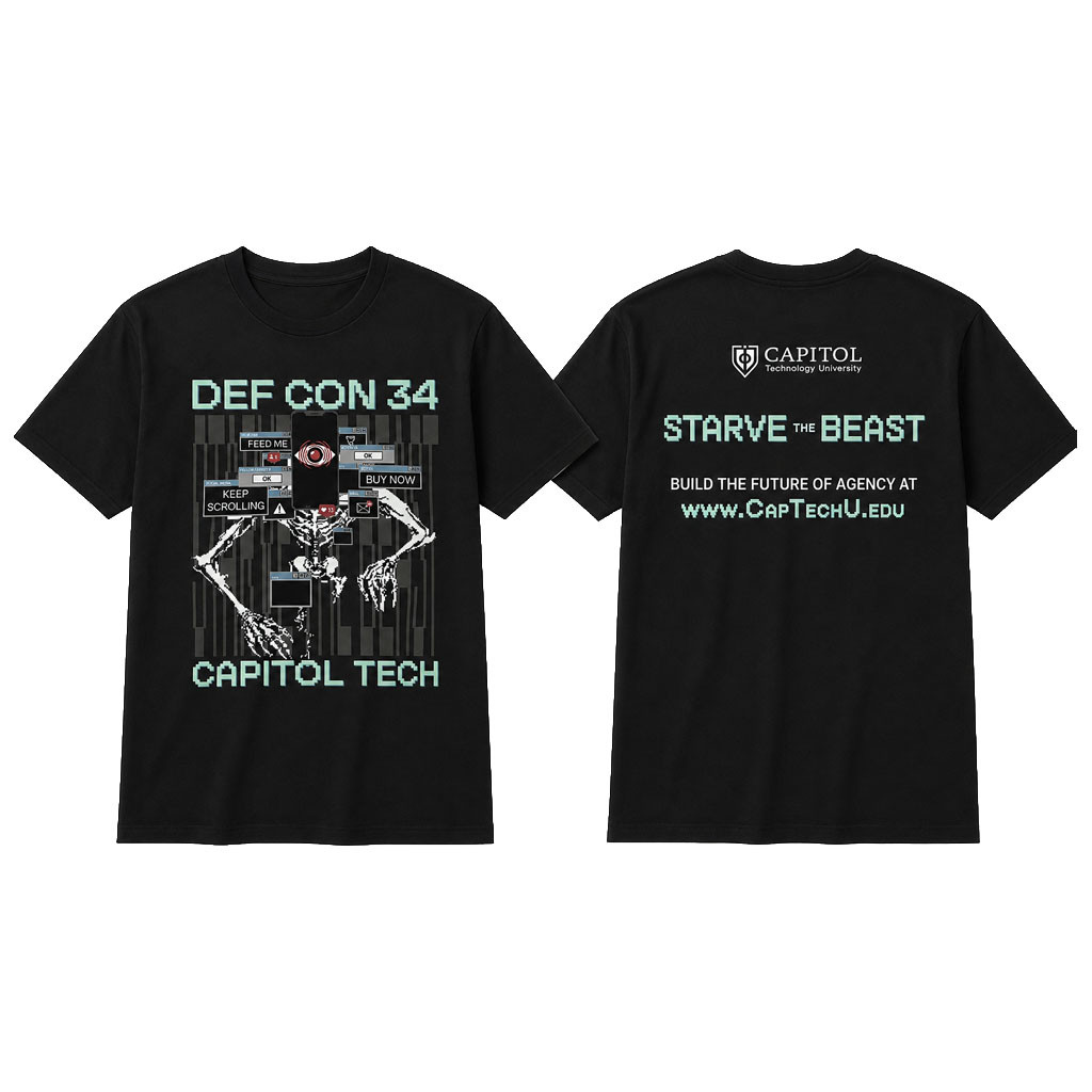 Defcon 34 Merch 2026 Capitol Technology University T-Shirt Starve The Beast Shirt Defcon Merch - Kdjoy