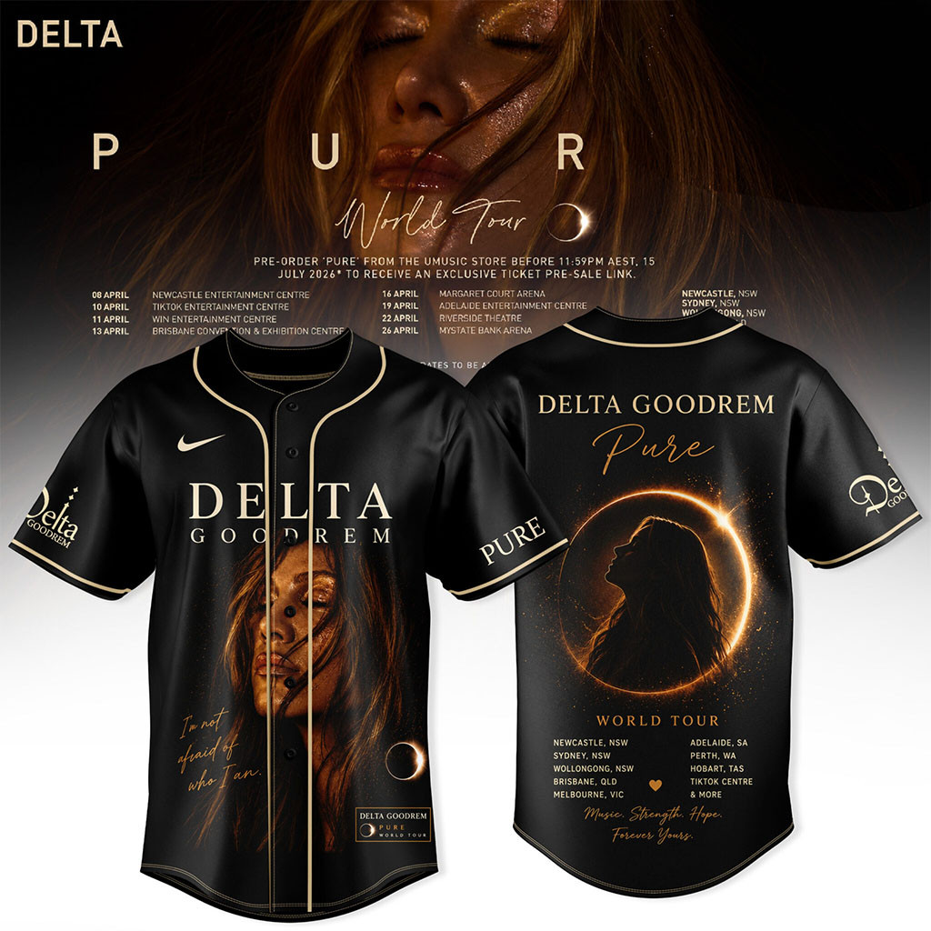 Delta Goodrem Pure World Tour Baseball Jersey 2026 Delta Goodrem Merch Gift For Music Fans - Kdjoy