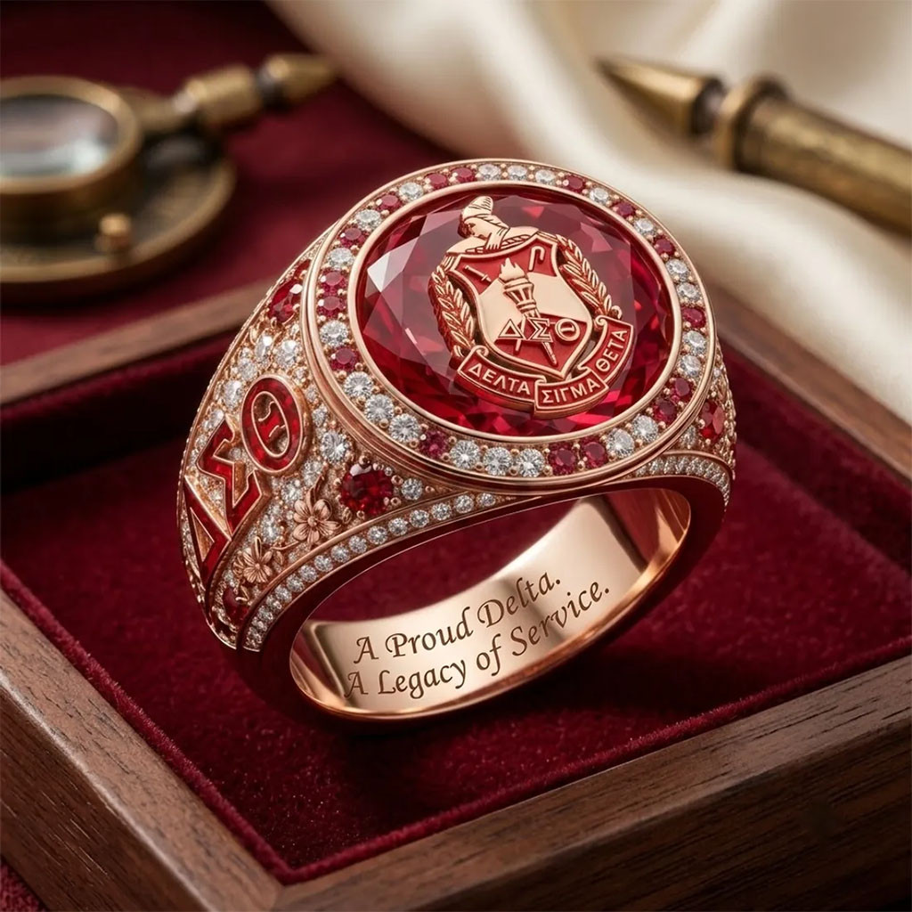Delta Sigma Theta Gold Ruby Ring A Proud Delta A Legacy Of Service Ring DST Merch Sister Gifts - Kdjoy