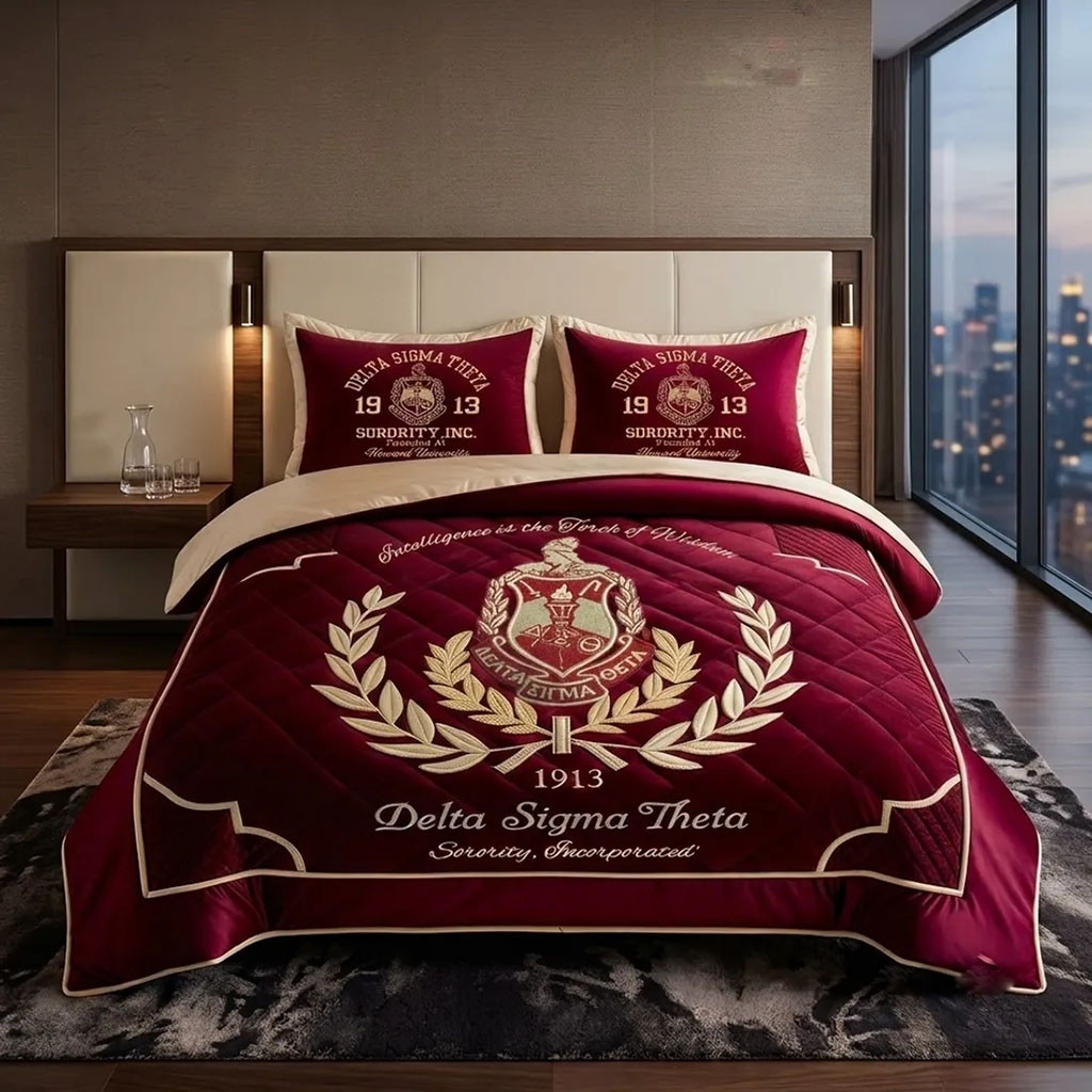 Delta Sigma Theta Intelligence Is The Torch Of Wisdom Quilted Bedding Set Bedroom Decor Ideas - Kdjoy
