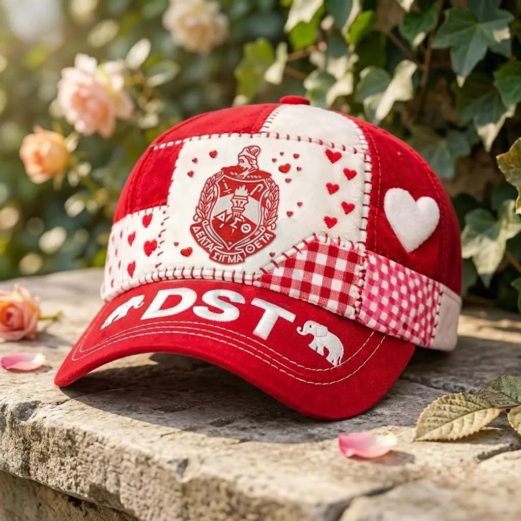 Delta Sigma Theta Patchwork Red Hat 2026 DST Sorority Merch Adorable Gift For Sisters - Kdjoy