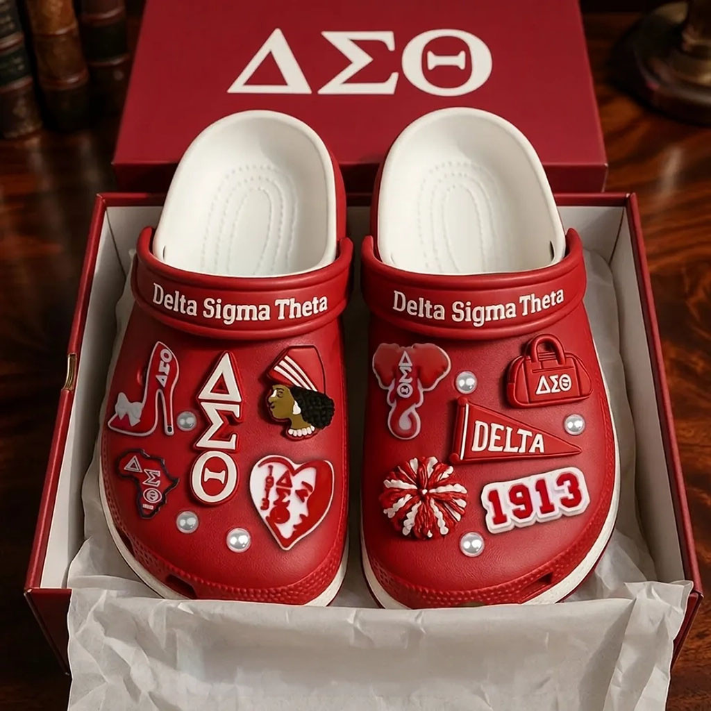 Delta Sigma Theta Red Crocs Delta Sigma Theta Sorority Merch Gift Ideas For Sisters - Kdjoy