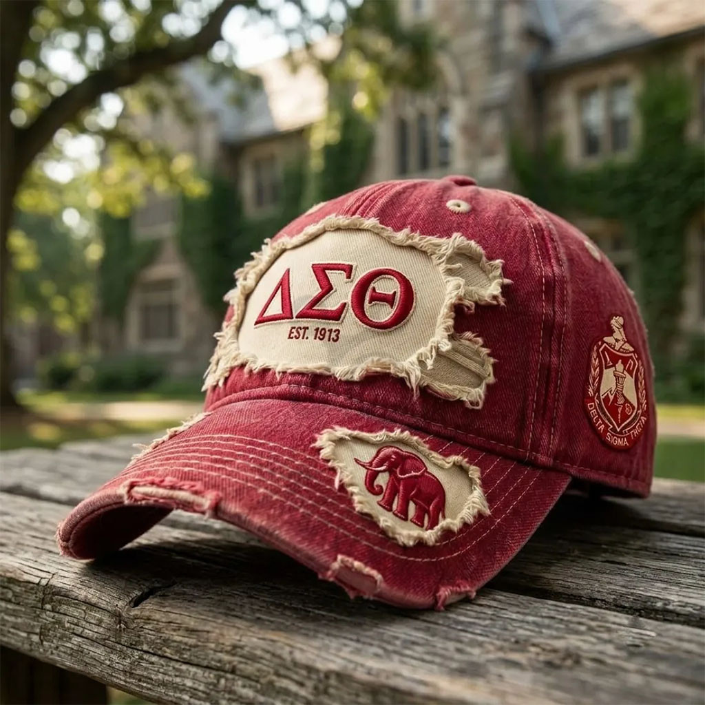 Delta Sigma Theta Sorority Distressed Crimson Hat Sisterhood College Cap Gifts For Her - Kdjoy