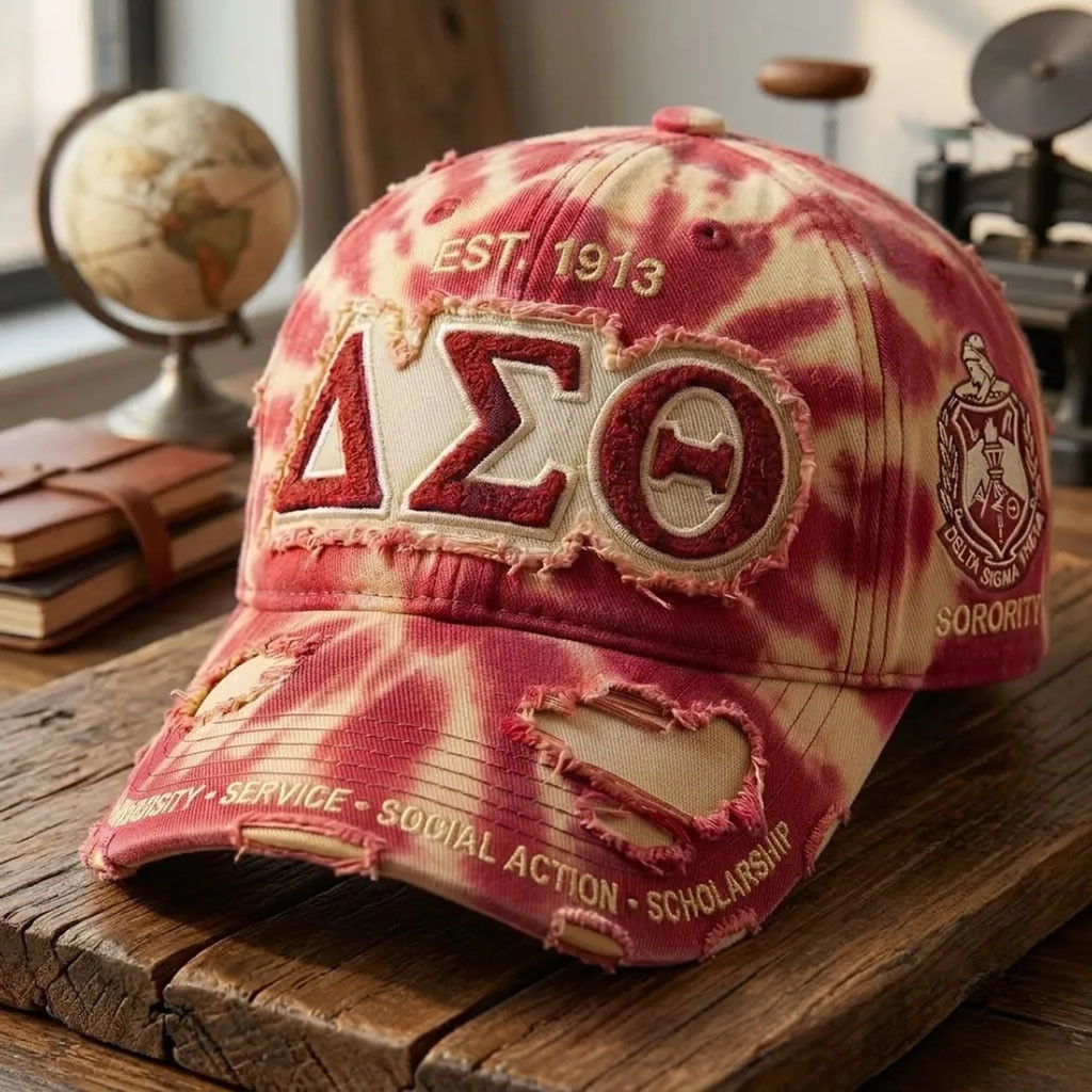 Delta Sigma Theta Sorority Tie Dye Distressed Hat Best Birthday Gift For Girlfriend - Kdjoy