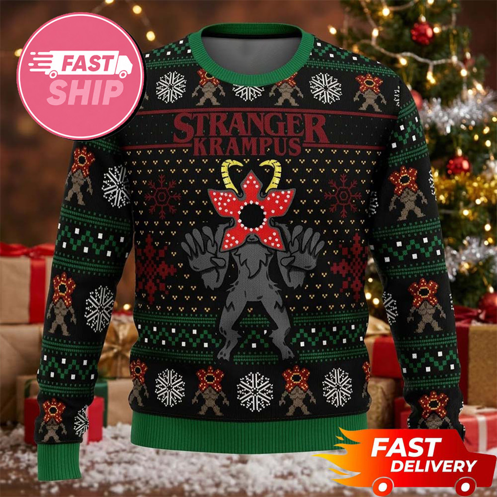 Demogorgon Stranger Krampus Stranger Things Christmas Ugly Sweater Stranger Things Merch - Kdjoy