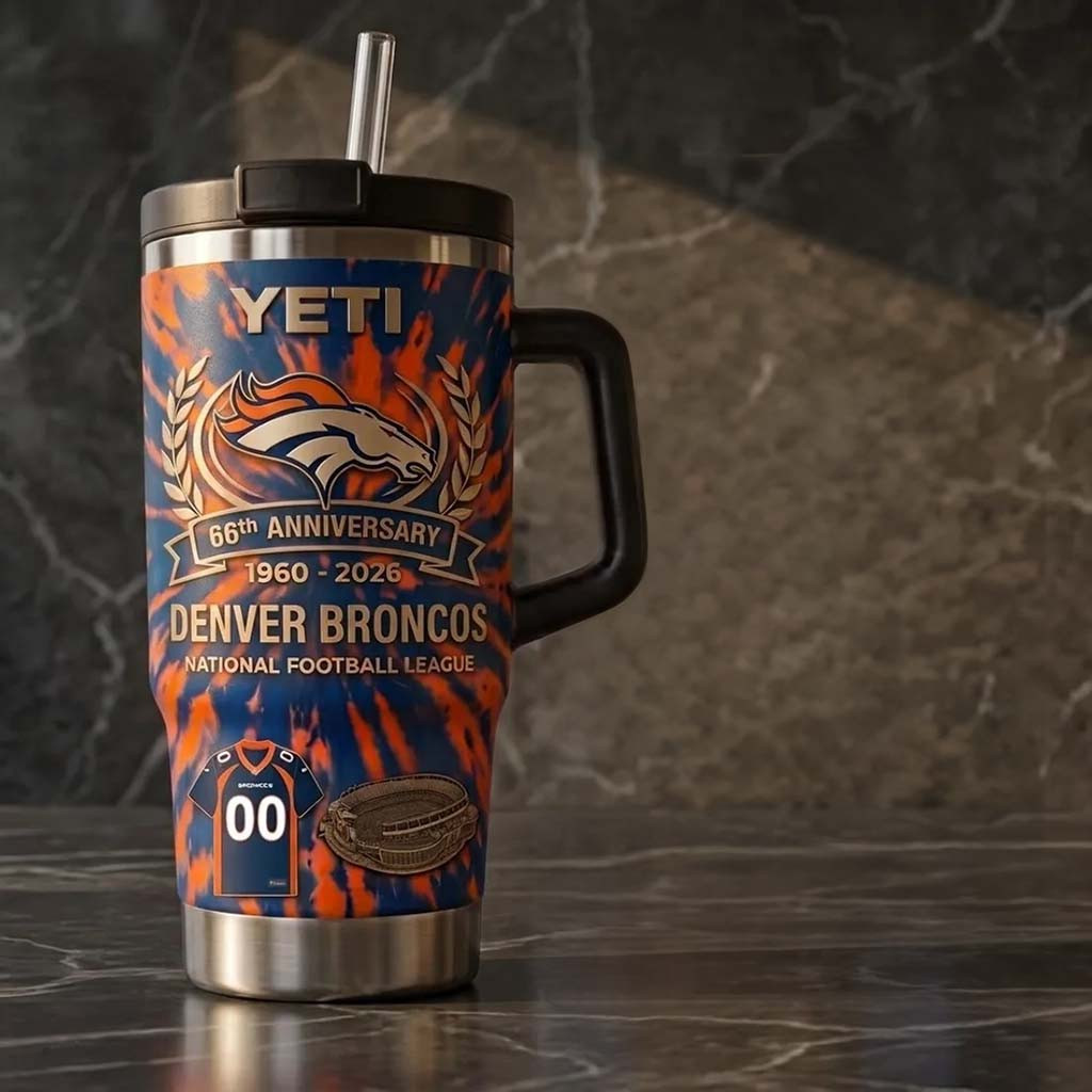 Denver Broncos 66th Anniversary 40oz Stanley Tumbler Denver Broncos Merch Football Fan Gifts - Kdjoy Denver Broncos 66th Anniversary 40oz Stanley Tumbler Denver Broncos Merch Football Fan Gifts - Kdjoy
