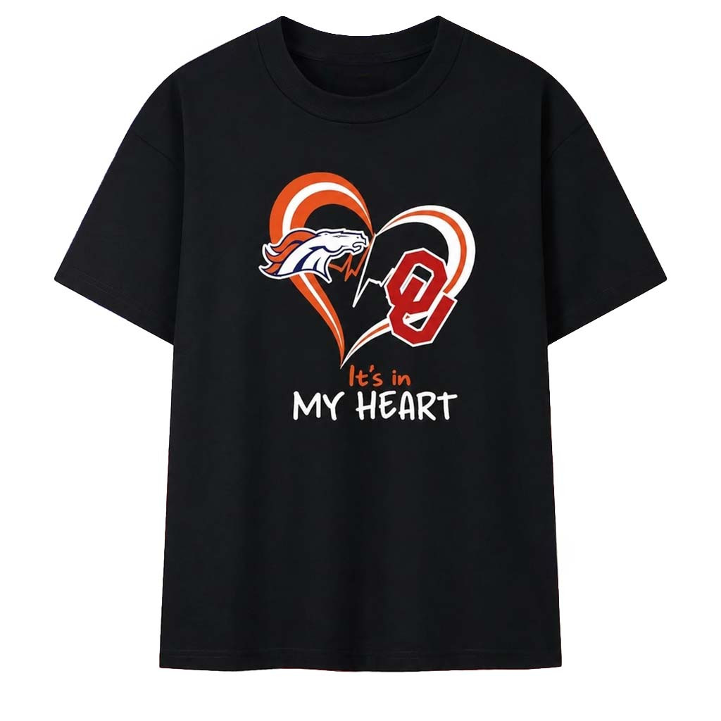 Denver Broncos And Oklahoma Sooners It's In My Heart T-Shirt 2026 Gifts For Sports Fans - Kdjoy Denver Broncos And Oklahoma Sooners It's In My Heart T-Shirt 2026 Gifts For Sports Fans - Kdjoy