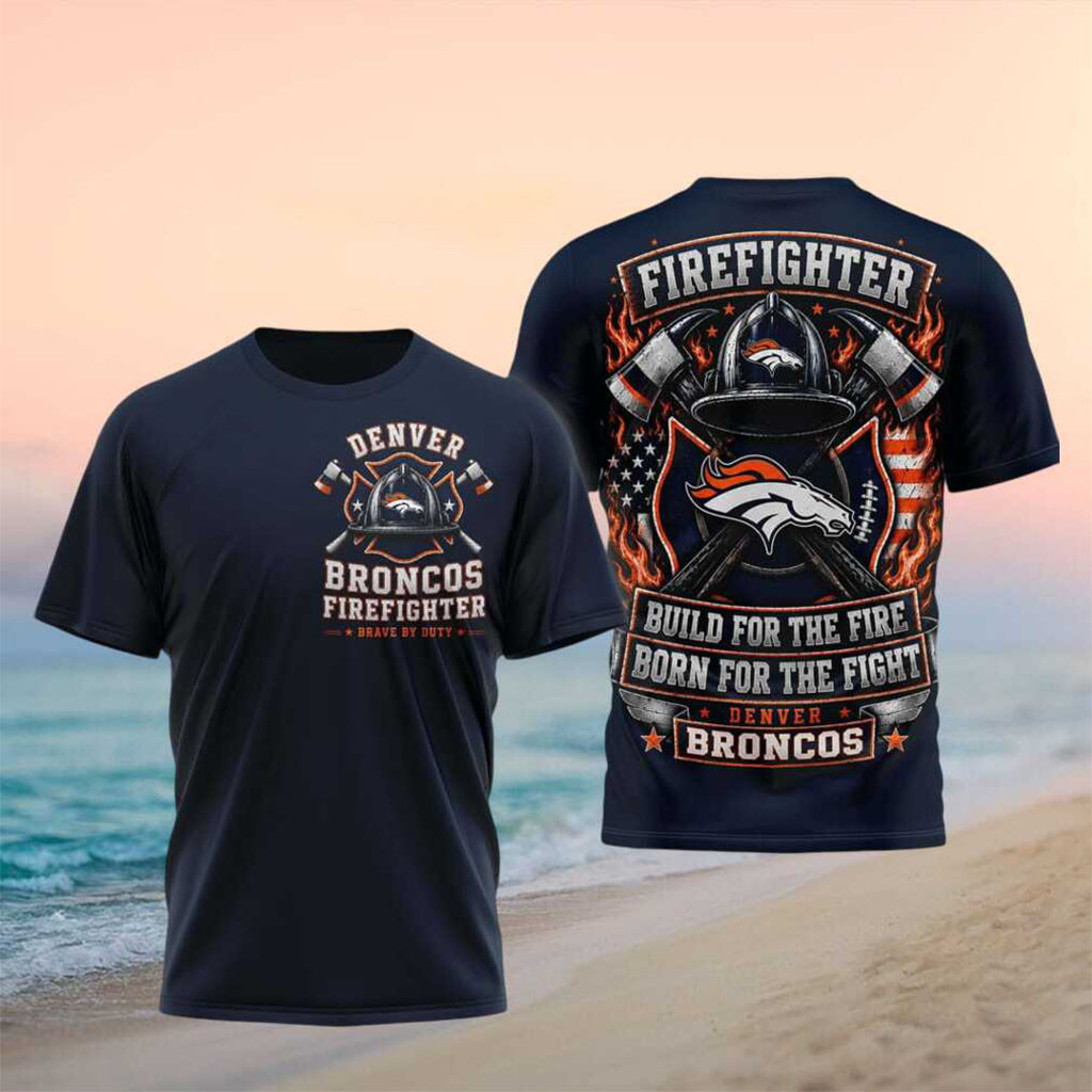Denver Broncos Firefighter Helmet American Flag Shirt Denver Broncos Merch Fireman Gifts - Kdjoy Denver Broncos Firefighter Helmet American Flag Shirt Denver Broncos Merch Fireman Gifts - Kdjoy