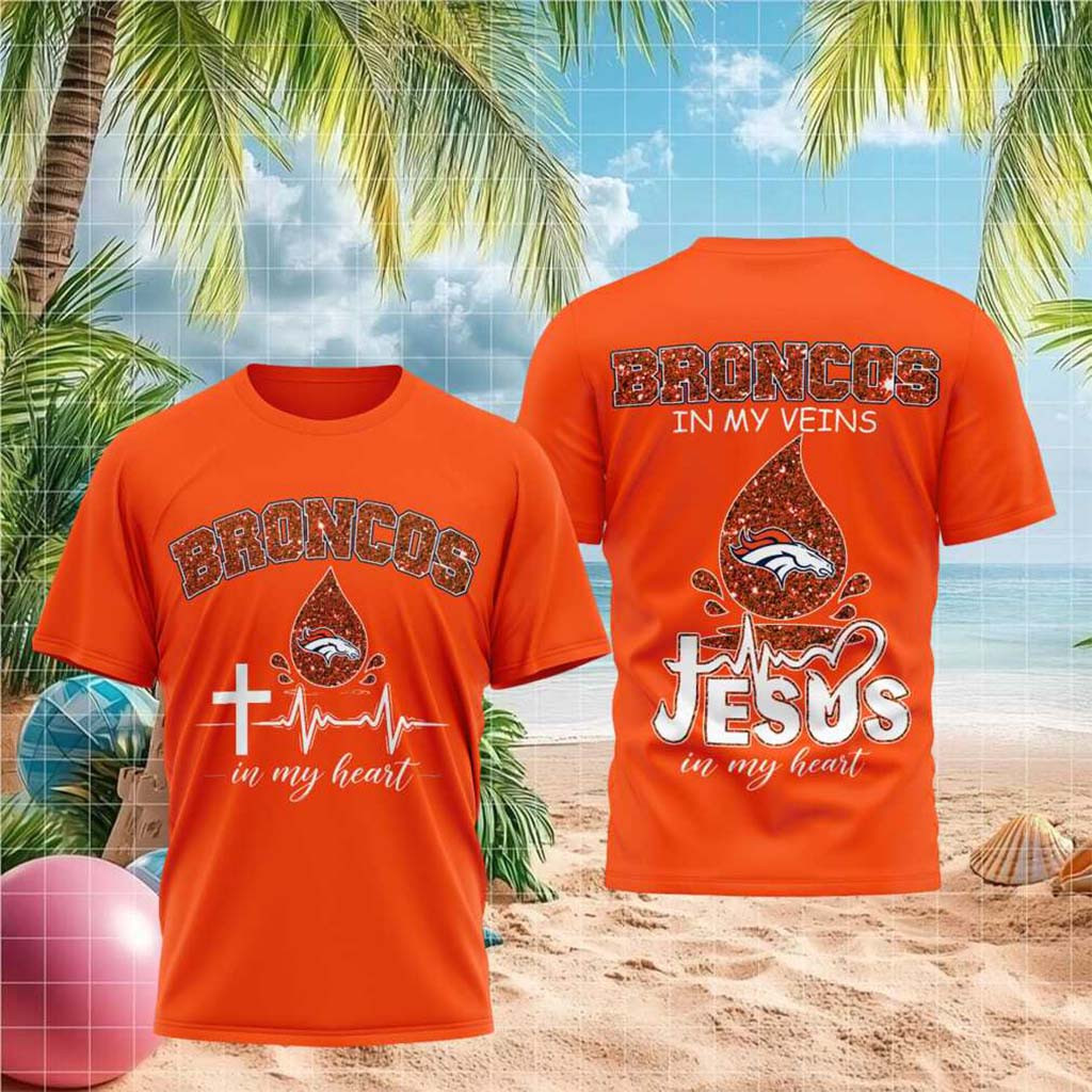 Denver Broncos Jesus In My Heart Cross Glitter Shirt Denver Broncos Merch Gift For Fans - Kdjoy Denver Broncos Jesus In My Heart Cross Glitter Shirt Denver Broncos Merch Gift For Fans - Kdjoy