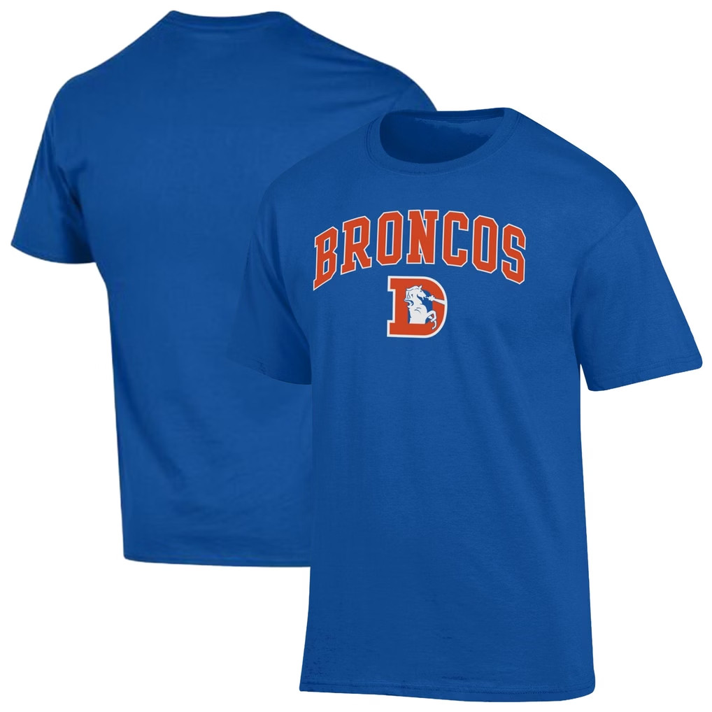 Denver Broncos Merch 2026 Denver Broncos Arch Over Logo T-Shirt Gifts For Brothers - Kdjoy
