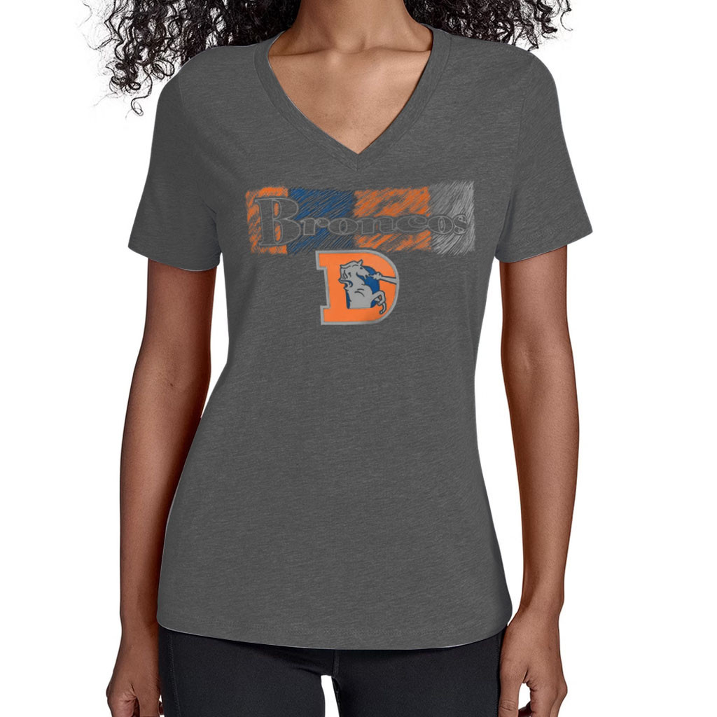 Denver Broncos Merch 2026 Denver Broncos Starter Color Shading V-Neck T-Shirt Gift For Her - Kdjoy Denver Broncos Merch 2026 Denver Broncos Starter Color Shading V-Neck T-Shirt Gift For Her - Kdjoy