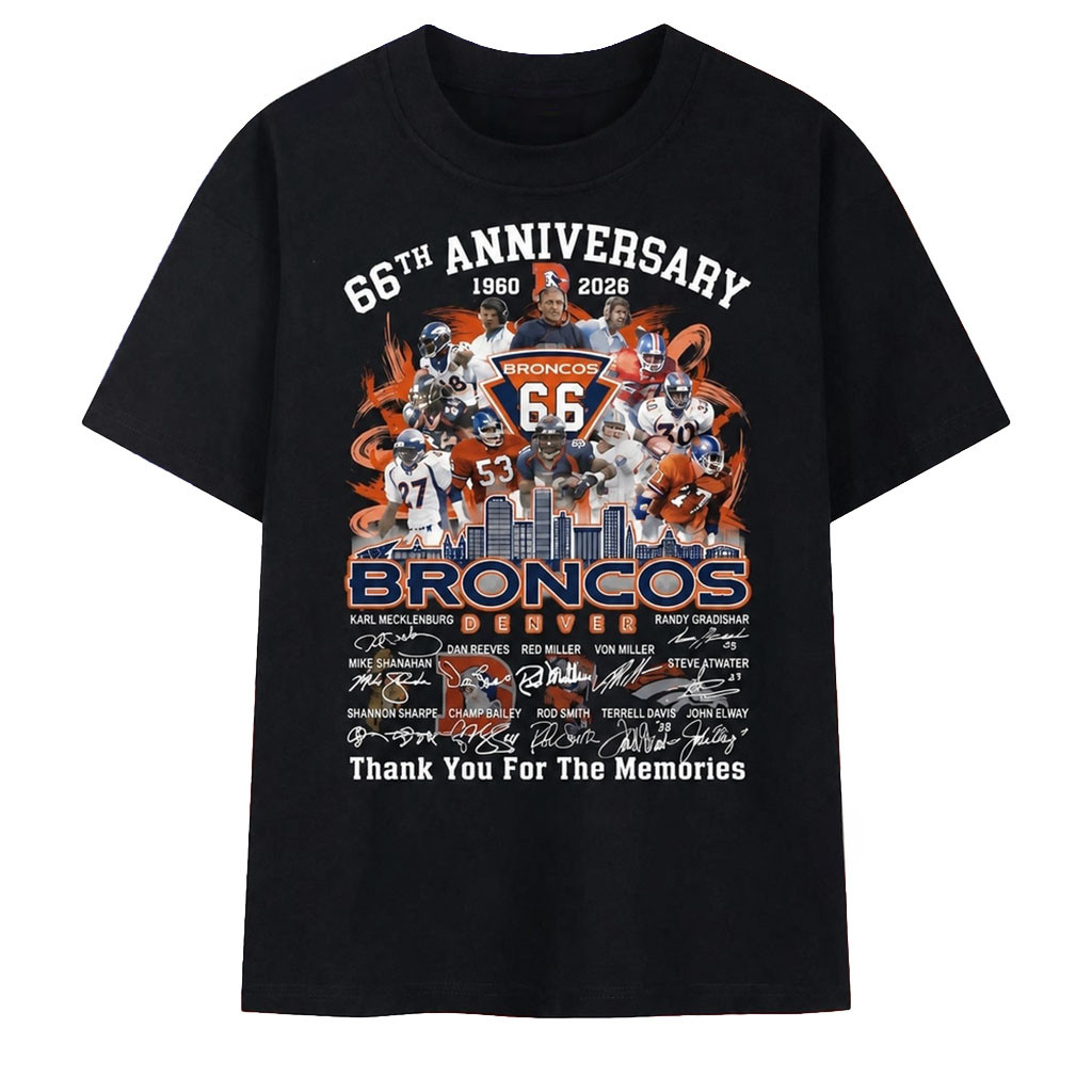 Denver Broncos Merch 66th Anniversary 1960 2026 Thank You For The Memories T-Shirt Gifts For Fan - Kdjoy