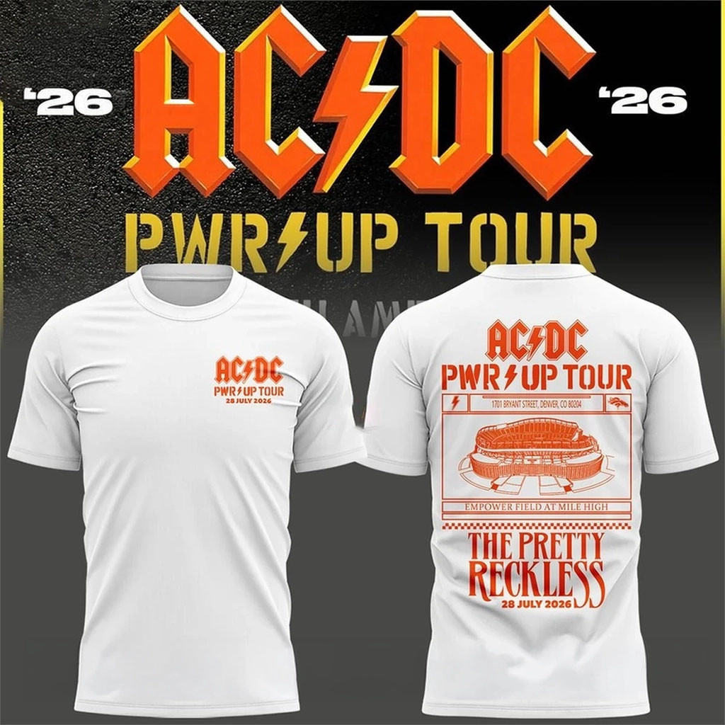Denver Broncos X AC DC Power Up Tour 2026 T-Shirt The Pretty Reckless Shirt ACDC Merch - Kdjoy