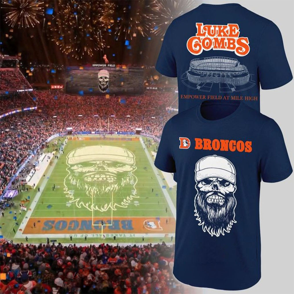 Denver Broncos X Luke Combs Skull Beard Navy T-Shirt Luke Combs Tour Merch 2026 Fan Gifts - Kdjoy Denver Broncos X Luke Combs Skull Beard Navy T-Shirt Luke Combs Tour Merch 2026 Fan Gifts - Kdjoy