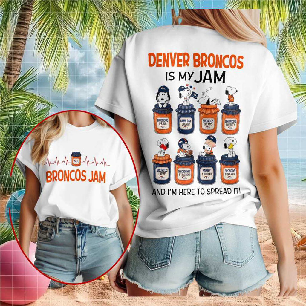 Denver Football Merch Peanuts Snoopy Jam Shirt Denver Broncos Is My Jam T-Shirt Fan Gifts - Kdjoy