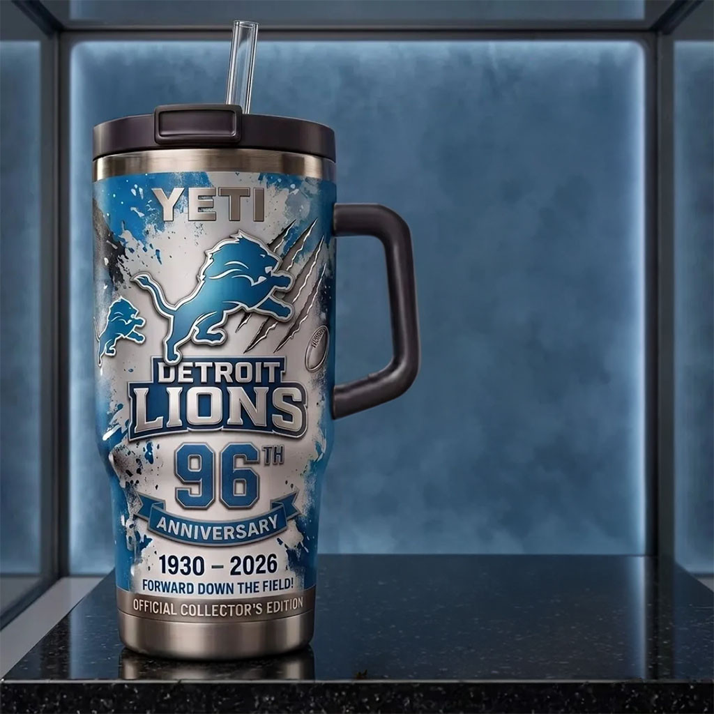 Detroit Lions 96th Anniversary Stanley Tumbler Forward Down The Field Detroit Lions Merch - Kdjoy
