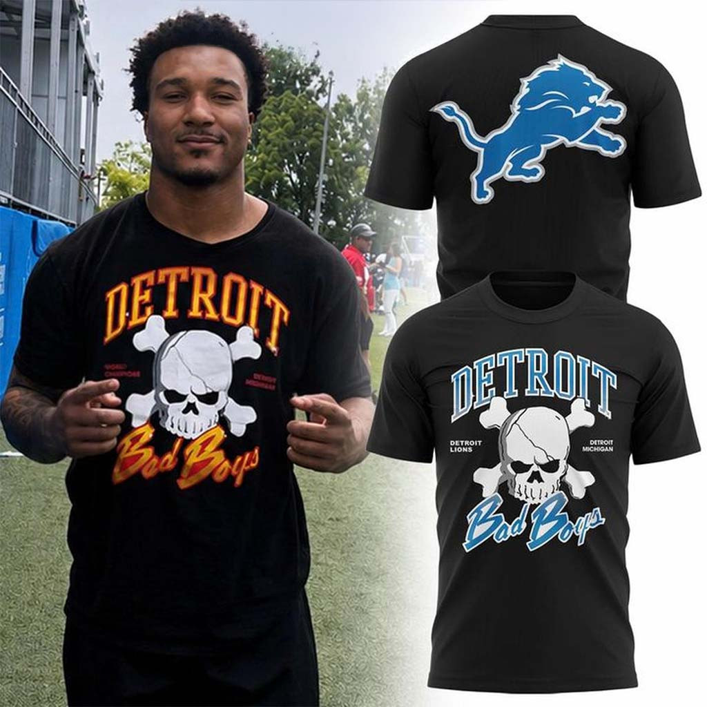 Detroit Lions Bad Boys Skull Graphic T-Shirt 2026 Detroit Lions Merch Gift For Husband - Kdjoy