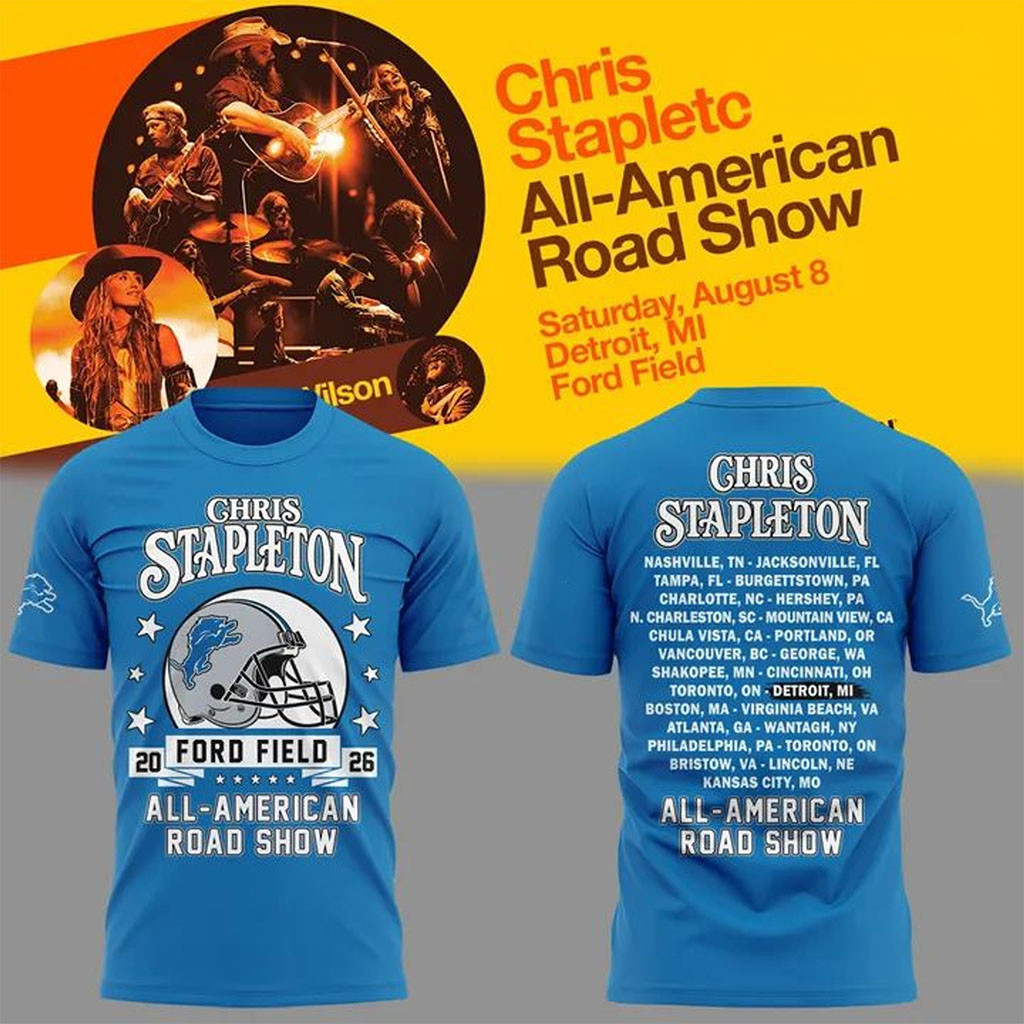 Detroit Lions Chris Stapleton Merch All-American Road Show T-Shirt Gift For Music Lovers - Kdjoy