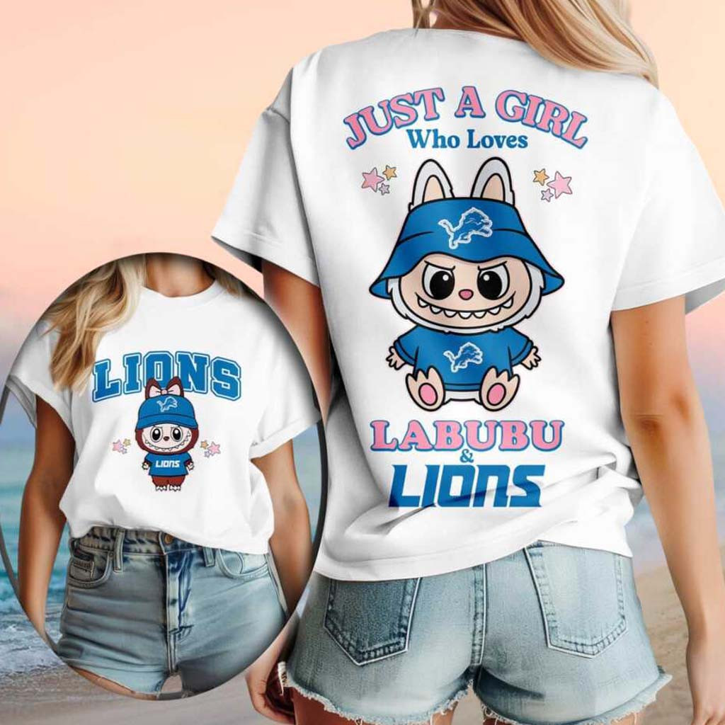 Detroit Lions Football Labubu Mascot Just A Girl Who Loves T-Shirt Detroit Lions Merch Her Gift