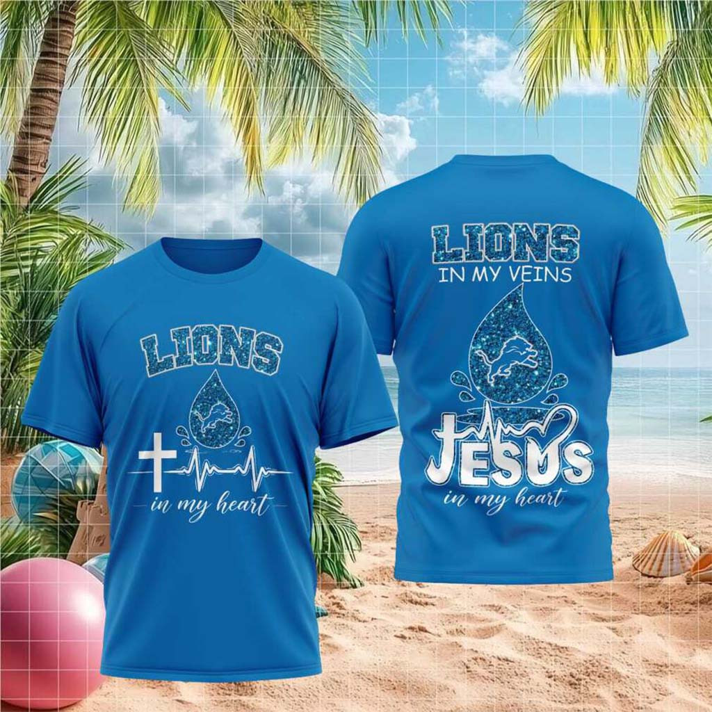 Detroit Lions Jesus In My Heart Faith Shirt Detroit Lions Merch Presents For Football Lovers - Kdjoy