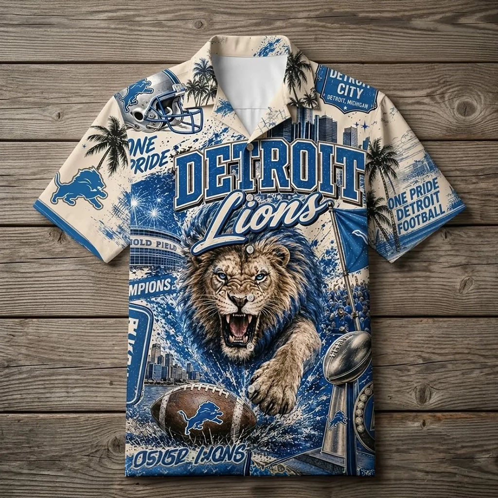 Detroit Lions Mascot Hawaiian Shirt One Pride Detroit Football Merch Gift For Game Day - Kdjoy