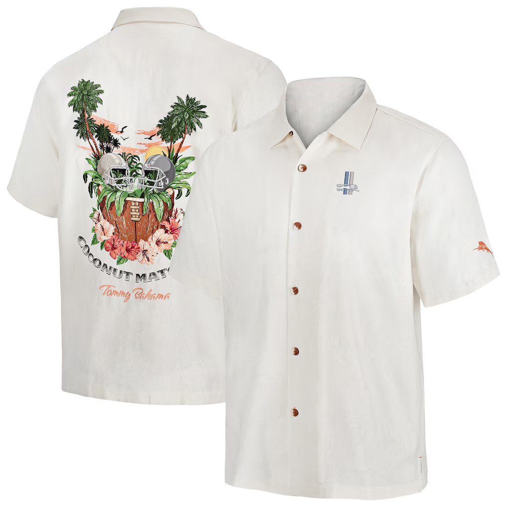 Detroit Lions Merch 2026 Detroit Lions Tommy Bahama Coconut Matchup Camp Throwback Hawaiian Shirt - Kdjoy