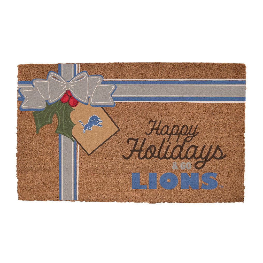 Detroit Lions Merch 2026 Holiday Gift Wrap Doormat Front Porch Decor Christmas Gift Ideas - Kdjoy