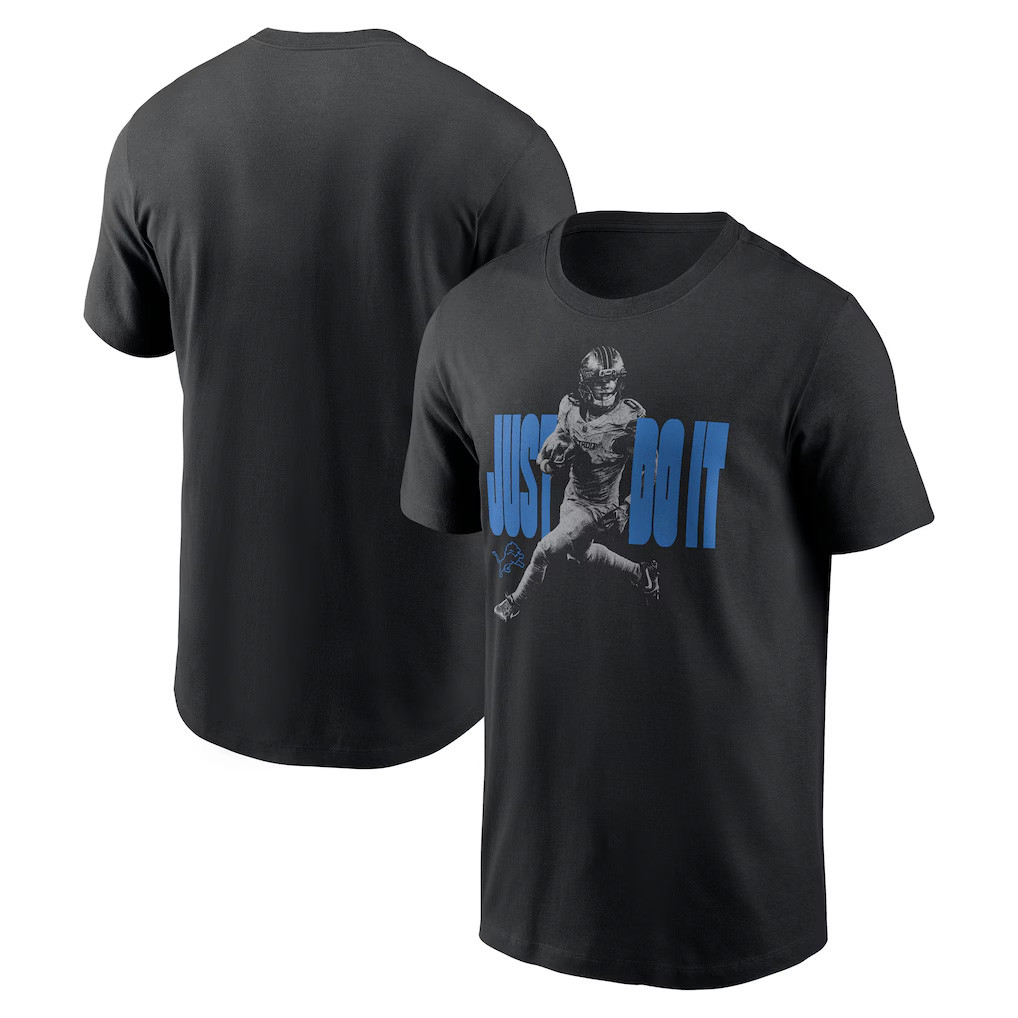 Detroit Lions Merch 2026 Jahmyr Gibbs Detroit Lions Just Do It T-Shirt Black Football Fan Gear - Kdjoy