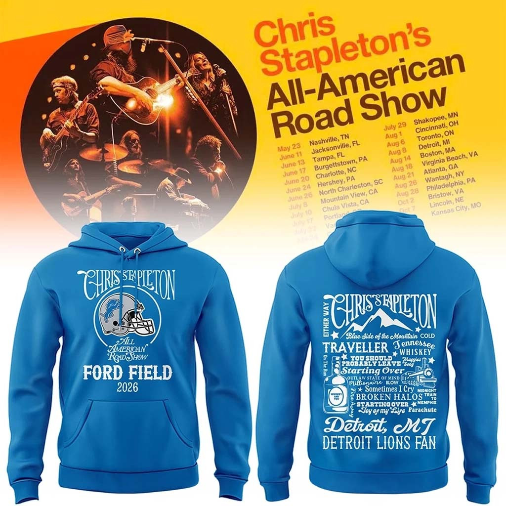 Detroit Lions X Chris Stapleton All American Road Show Hoodie Detroit Lions Merch Fans Gifts - Kdjoy